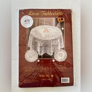 Lace Tablecloth 36” Round White Table Cover